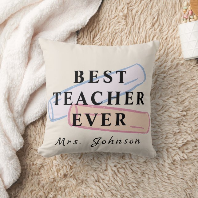 Best Teacher Ever – Custom Name Pillow Kudde (Filt)