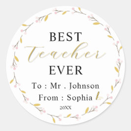 Best Teacher Ever – Custom Name Sticker Gift Runt Klistermärke