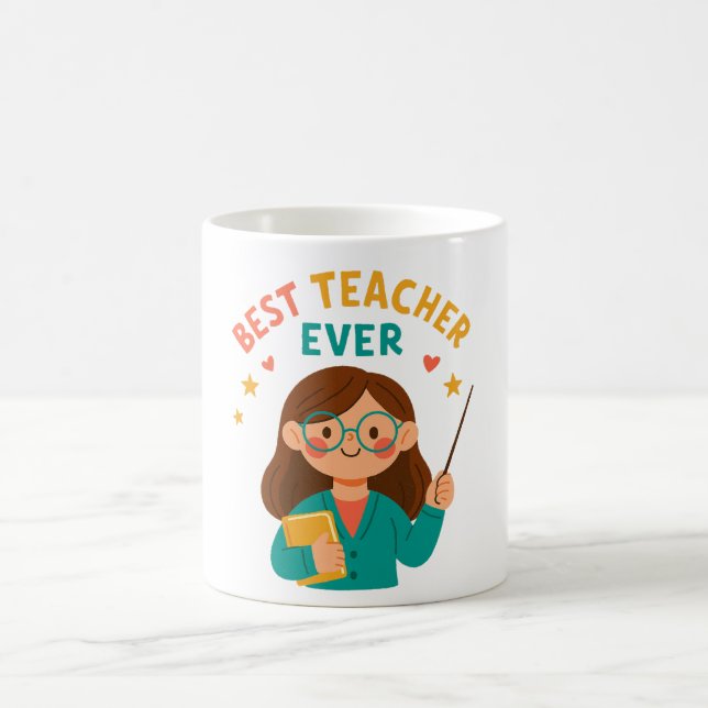 Best Teacher Ever – Cute Cartoon Appreciation Kaffemugg (Center)