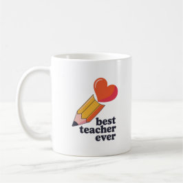 Best Teacher Ever Cute Pencil Heart Coffee Mug Tea Kaffemugg
