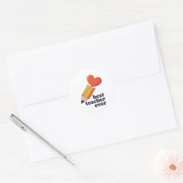 Best Teacher Ever Cute Pencil Heart Sticker Teache Runt Klistermärke