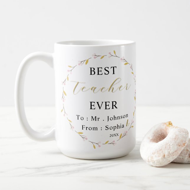Best Teacher Ever Mug – Custom Name Sip of Thanks  Kaffemugg (Med munk)