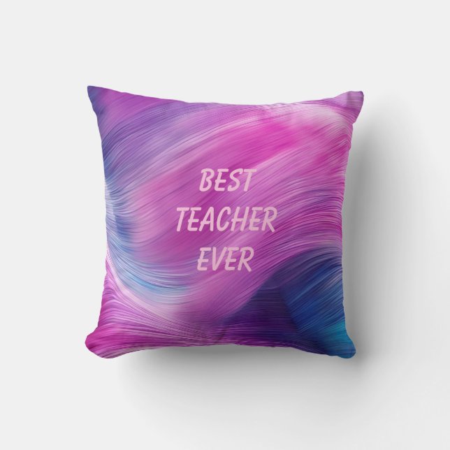 Best Teacher Ever Pastel Swirl Kudde (Framsida)