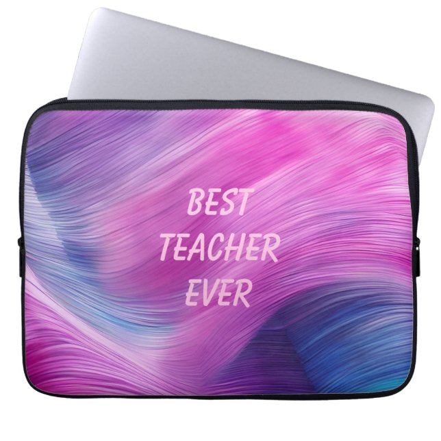 Best Teacher Ever Pastel Swirl Laptop Fodral (Framsidan)
