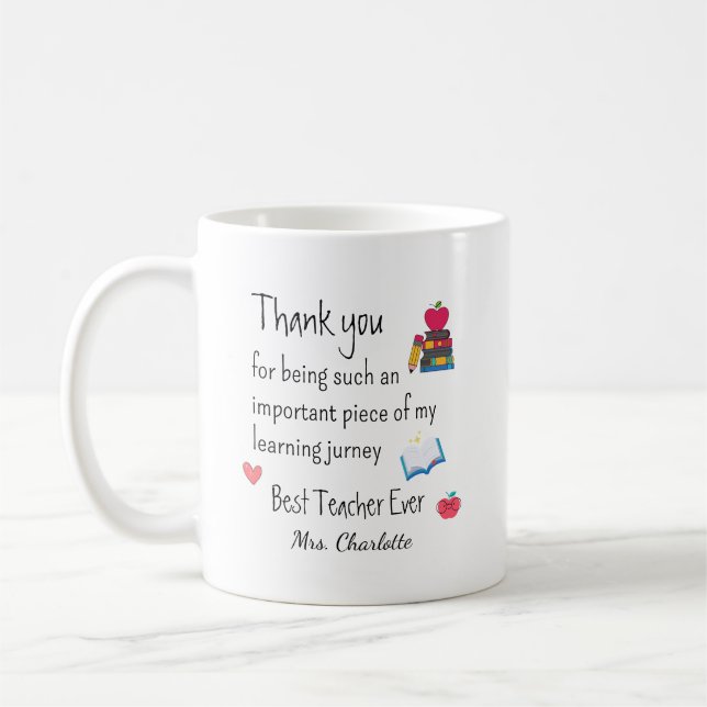 Best Teacher Ever – Personalized Name Kaffemugg (Vänster)