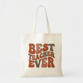 Best Teacher Ever – Retro Wavy Teacher Design Tygkasse