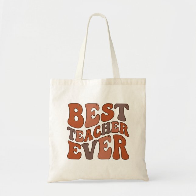 Best Teacher Ever – Retro Wavy Teacher Design Tygkasse (Framsidan)