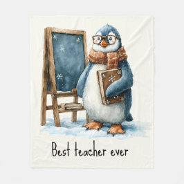 Best Teacher Ever Winter Penguin Design Fleecefilt