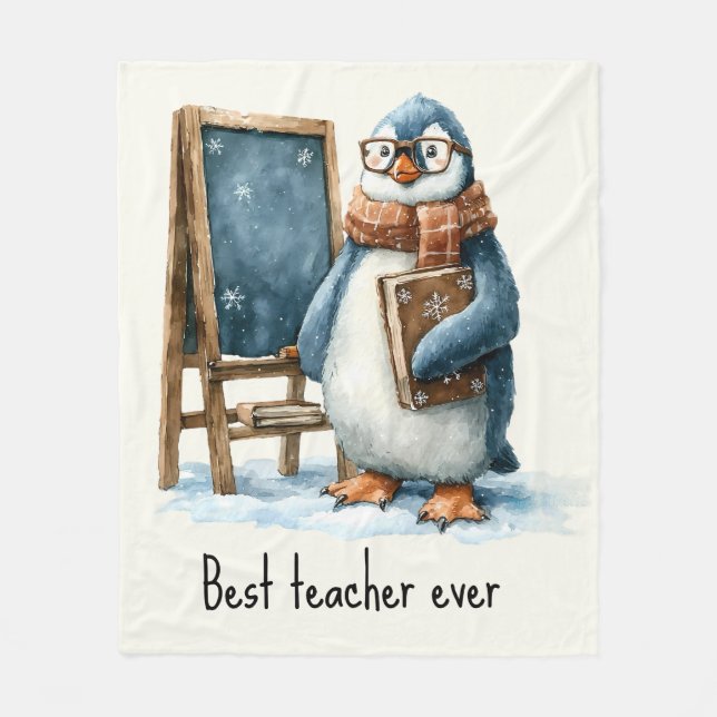 Best Teacher Ever Winter Penguin Design Fleecefilt (Framsidan)
