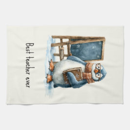 Best Teacher Ever Winter Penguin Design Kökshandduk