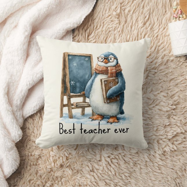 Best Teacher Ever Winter Penguin Design Kudde (Filt)