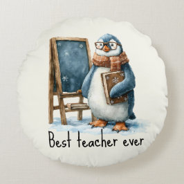 Best Teacher Ever Winter Penguin Design Rund Kudde