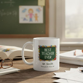 Best Teacher Ever with Chalkboard Frame Kaffemugg