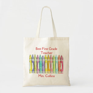 Best Teacher Färg Crayon Illustration Art Tygkasse