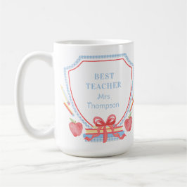 Best Teacher Gingham School Vapensköld Kaffemugg