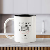 Best Teacher Heart Modern Script Rosa Teacher Gift