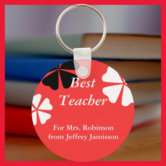 Best Teacher Keychain (Nyckelring), Red Blommigt Nyckelring (Skapare uppladdad)