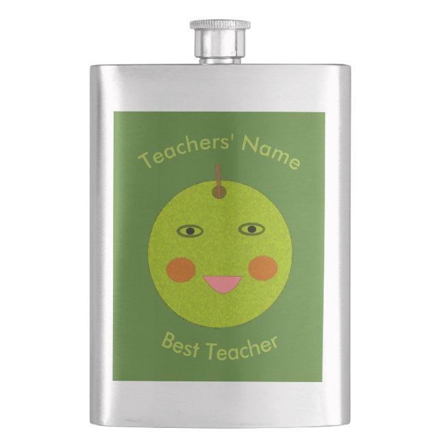 Best Teacher Lycklig Apple Anpassningsbar Flasks Fickplunta (Framsidan)