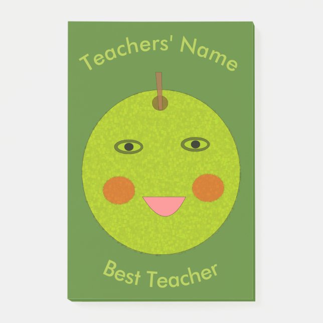 Best Teacher Lycklig Apple Anpassningsbar Post it  Post-it Block (Framsida)
