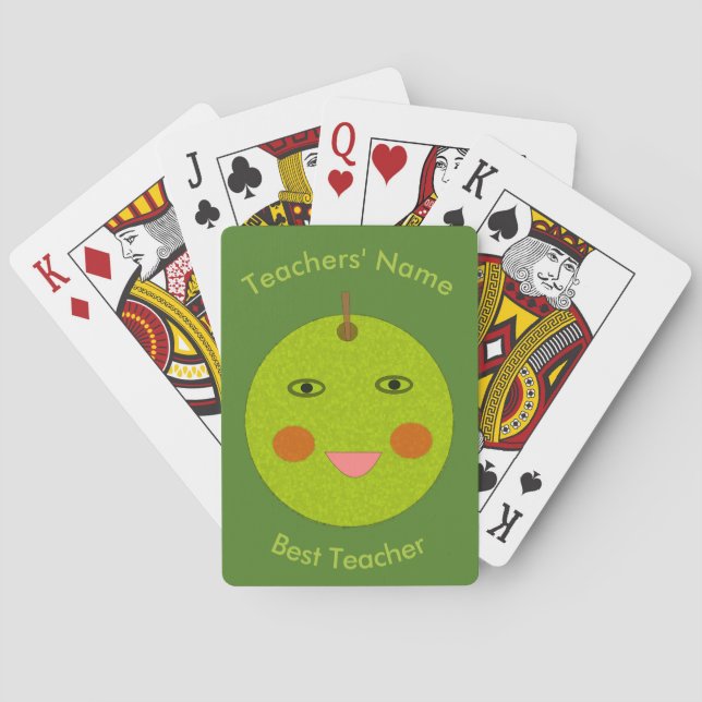Best Teacher Lycklig Apple Anpassningsbar Spelkort (Baksidan)