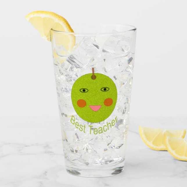 Best Teacher Lycklig Apple Glaskopp (Framsida Ice)