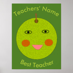 Best Teacher Lycklig Apple Poster