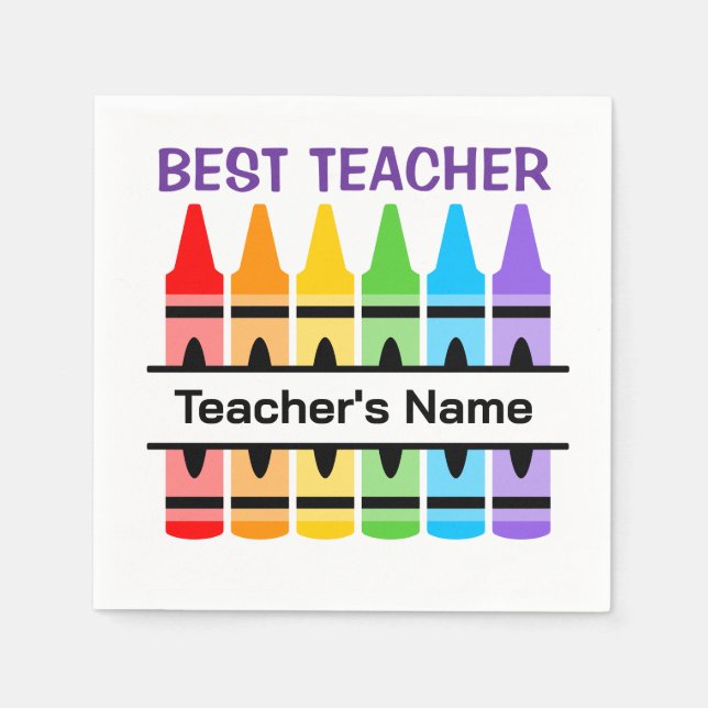 Best Teacher Napkin, Personlig School Gift Pappersservett (Framsidan)