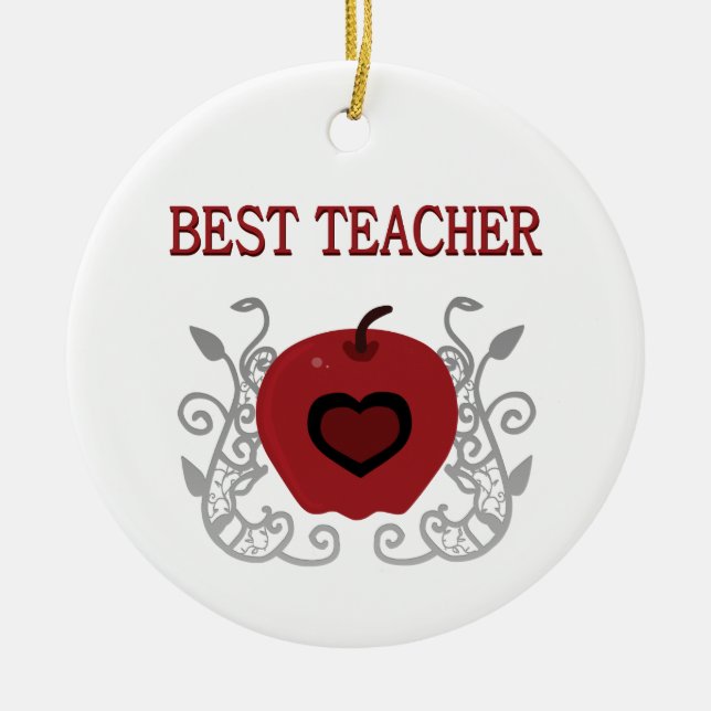 Best Teacher Red Apple Julgransprydnad Keramik (Framsidan)