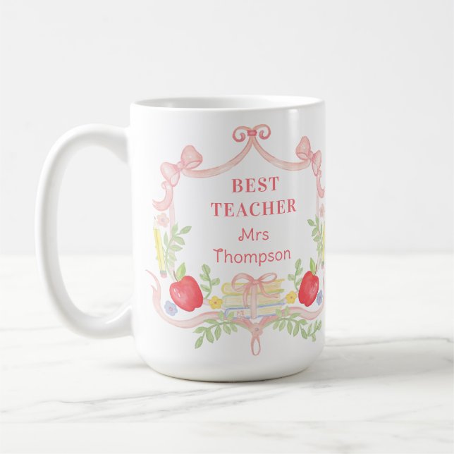 Best Teacher School Vapensköld Kaffemugg (Vänster)