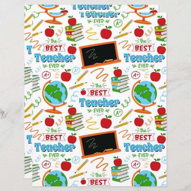Best Teacher Scrapbook Paper (Fram/baksida)