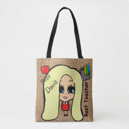 Best Teacher Tote - Personlig Caricature Bag Tygkasse