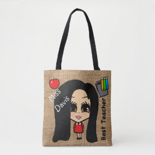 Best Teacher Tote - Personlig Caricature Bag Tygkasse