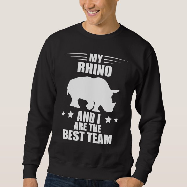 Best Team Wildlife Rhinos Animal Rights Rhinoceros Lång Ärmad Tröja (Framsida)