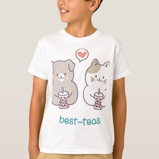 Best Teas Besties Best Friend Boba Bubble Tea Cat  T Shirt