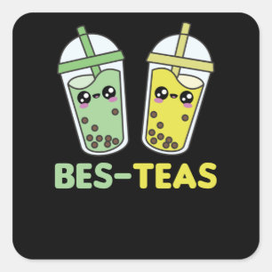 Best-Teas - Bubble Tea Kawaii Boba Tea Kärlek Fyrkantigt Klistermärke