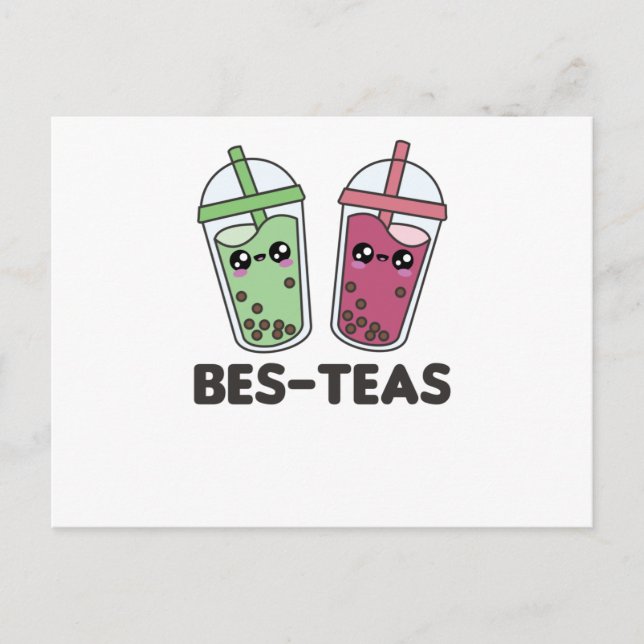 Best-Teas - Bubble Tea Kawaii Boba Tea Kärlek Vykort (Framsida)