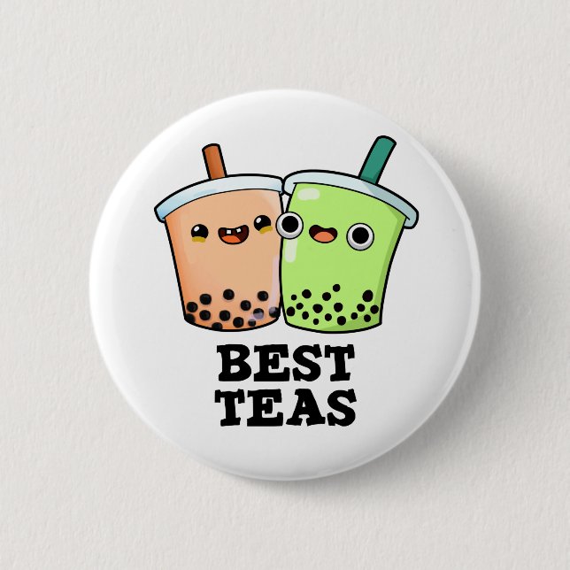 Best Teas Funny Besties Boba Tea PUn Knapp (Framsida)