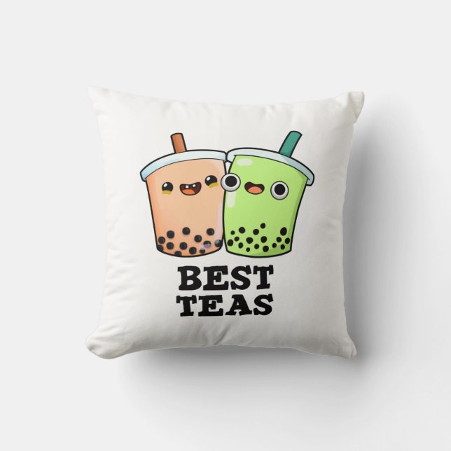 Best Teas Funny Besties Boba Tea Pun Kudde (Framsida)