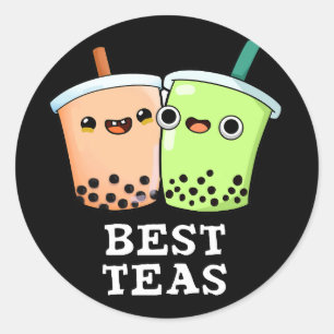 Best Teas Funny Besties Boba Tea Pun Mörk BG Runt Klistermärke