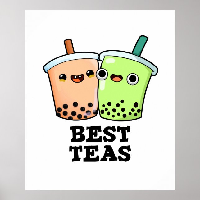 Best Teas Funny Besties Boba Tea PUn Poster (Framsidan)