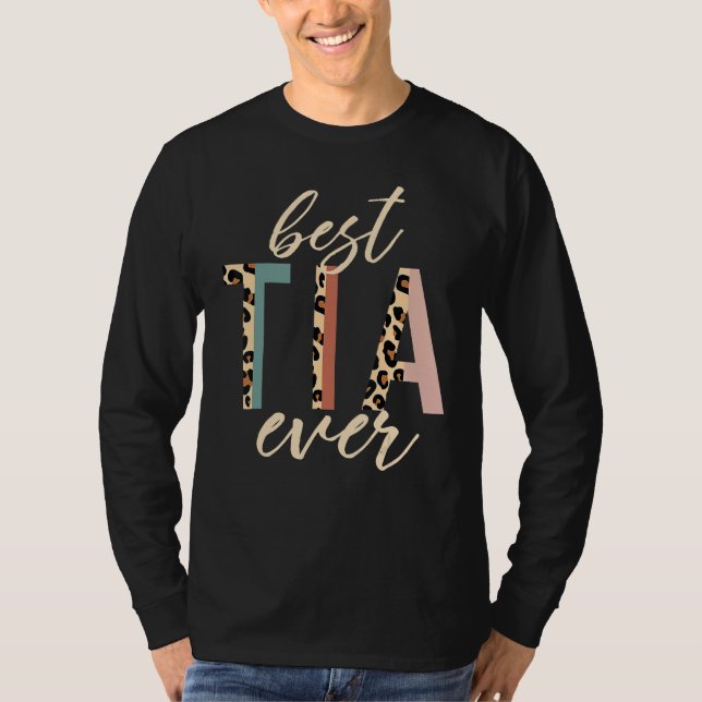Best Tia Ever Gifts Aunt Leopard Print Mothers Day T Shirt (Framsida)