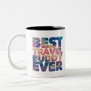 Best travel buddy ever colorful gift for bestie Två-Tonad mugg
