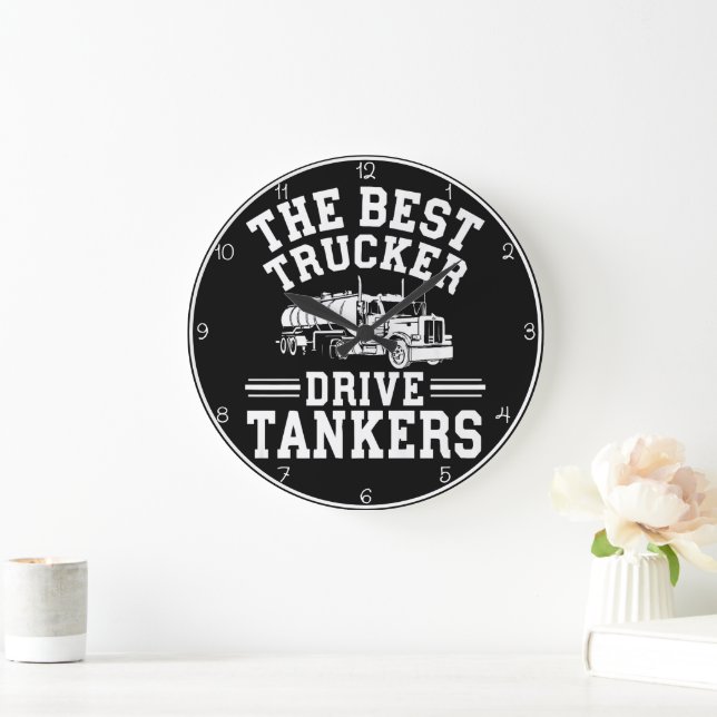 Best Trucker Drives Tankers White Stor Klocka (Hem)