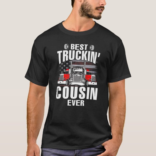 Best Truckin' COUSIN Ever USA Flag Father's Day   T Shirt (Framsida)