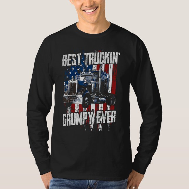 Best Truckin Grumpy Ever On Fathers Day Trucker dr T Shirt (Framsida)