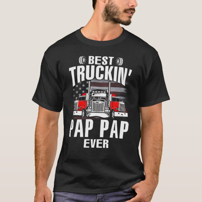 Best Truckin' PAP PAP Ever USA Flag Father's Day T Shirt (Framsida)