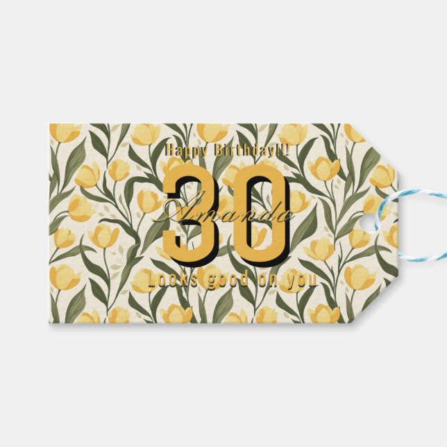 Best Tulip Themed Daughter’S Birthday Presentetikett (Framsidan (Horisontell))