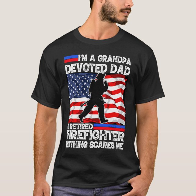 Best Veteran Firefighter Retired Grandpa Dad Fathe T Shirt (Framsida)