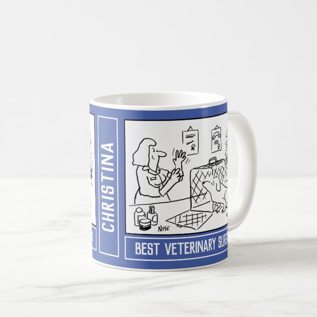 Best Veterinary Surgeon Tecknad med Namn Choice. Kaffemugg (Framsida höger)