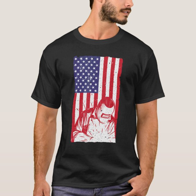 Best Welding För manar Women Tigmig Welder America T Shirt (Framsida)
